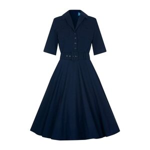Collectif Zoe Navy Swing Dress Small